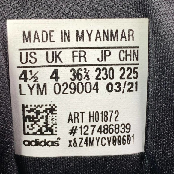 ADIDAS EQ21 RUN Kids-Girls Size 4.5 Black White Running Shoes H01872 - Picture 8 of 8